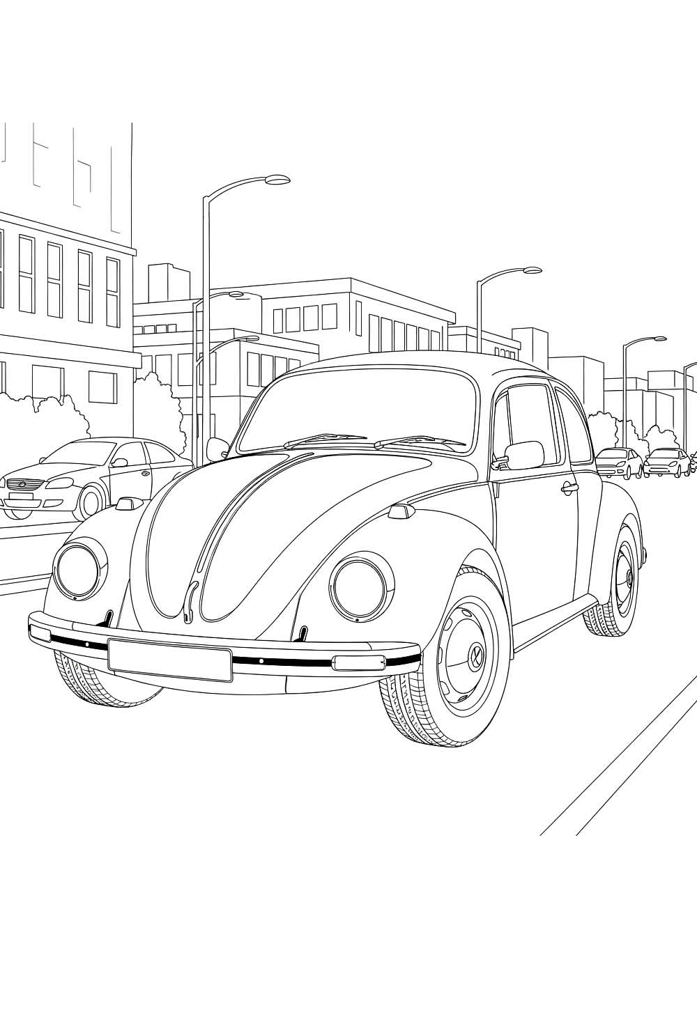 Desenho de Fusca para pintar