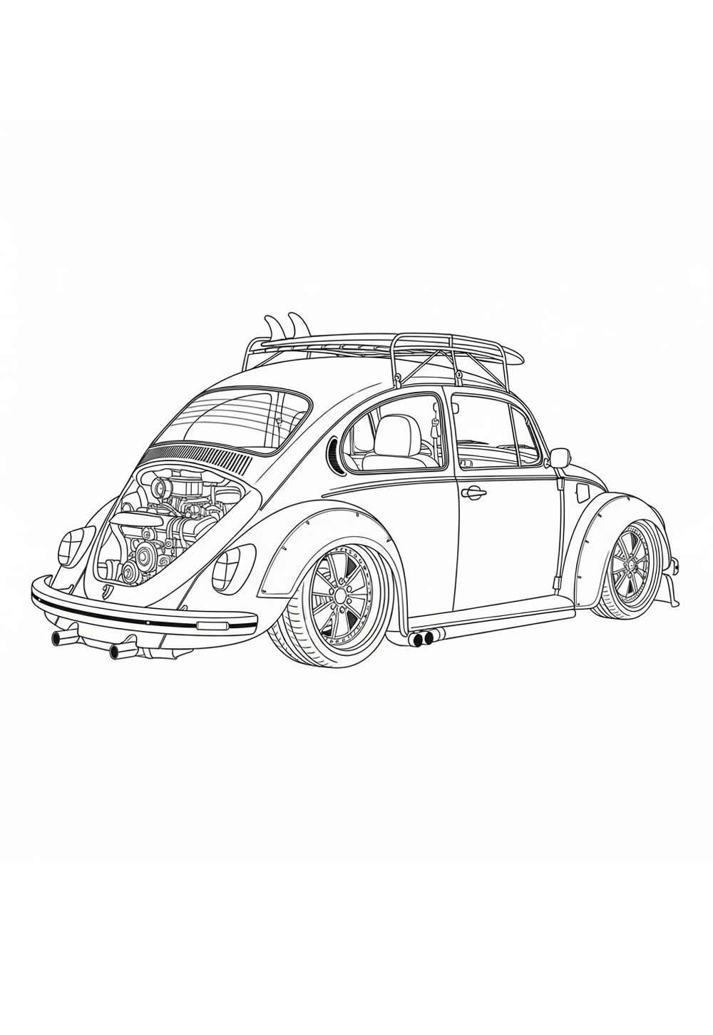 Desenho de Fusca para pintar e colorir