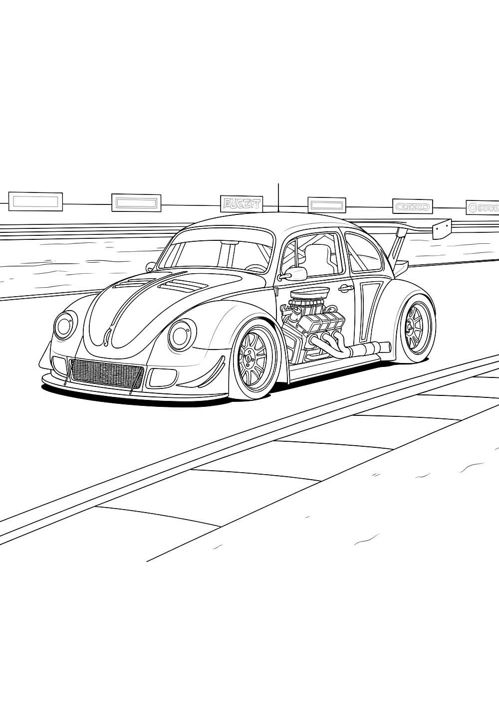 Desenho de Fusca Tunado para colorir