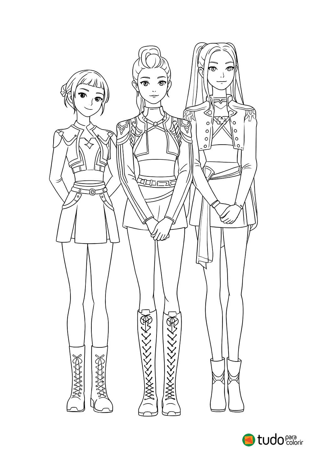 Desenho de Guerreiras do K-Pop para colorir