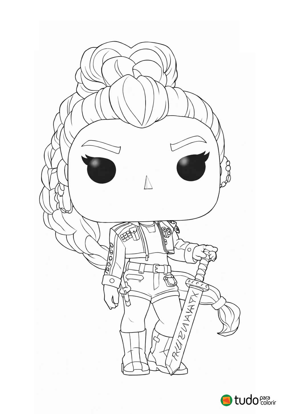 Desenho de Guerreiras do K-Pop para pintar - Desenho Kawai