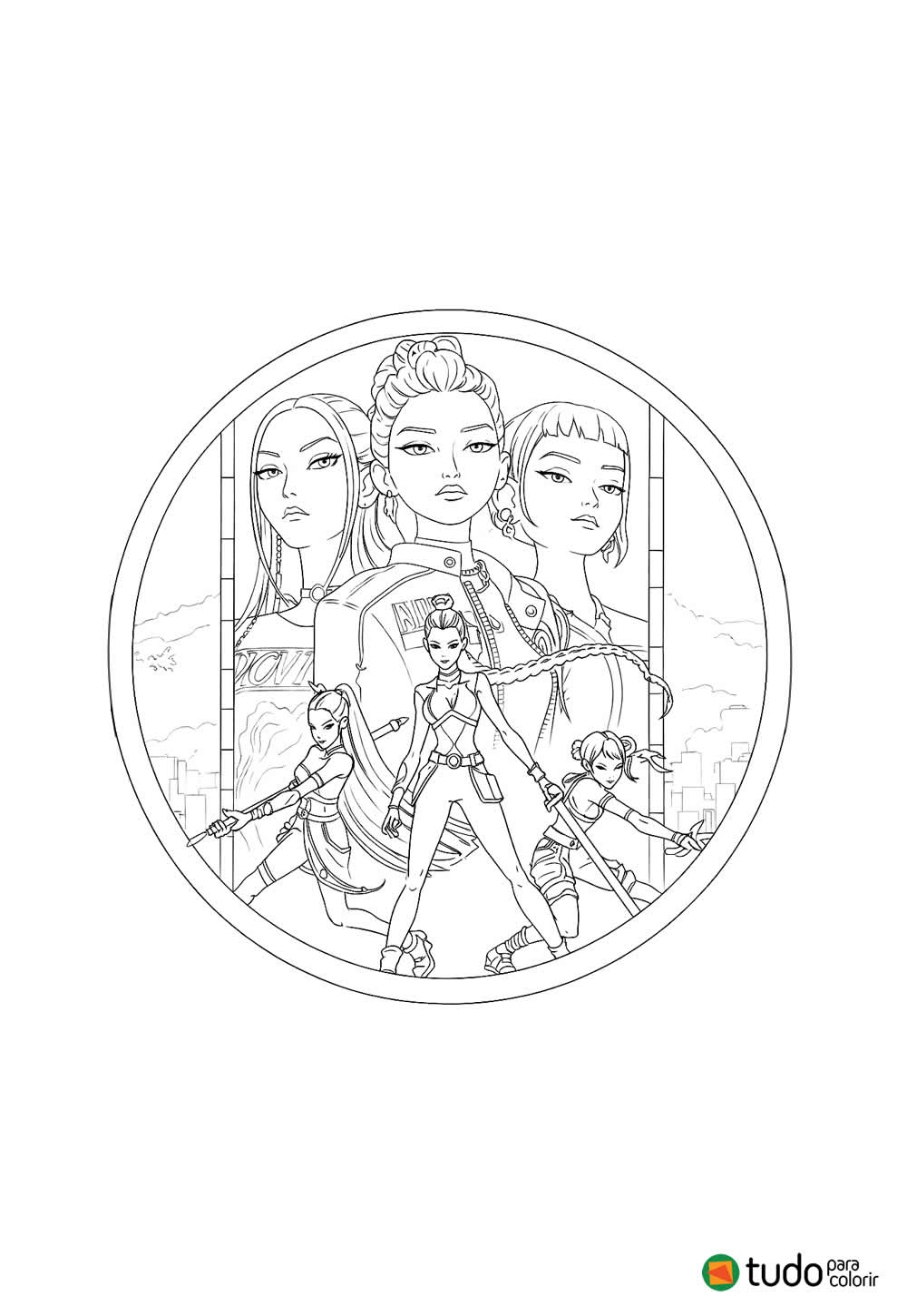 Desenhos de Guerreiras do K-Pop para colorir