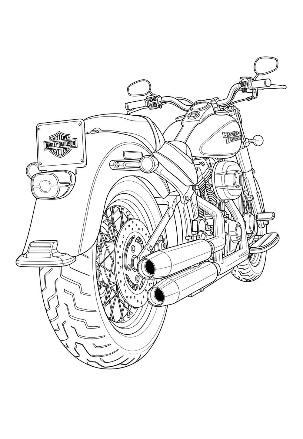 Desenho de Moto para pintar