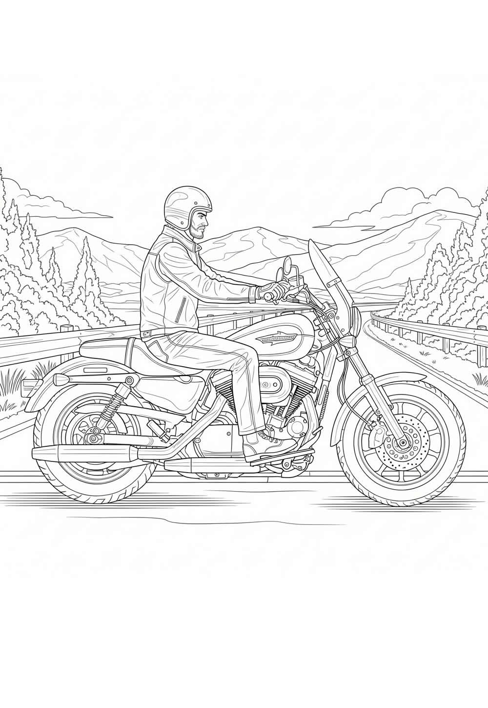 Desenho de Harley-Davidson para pintar