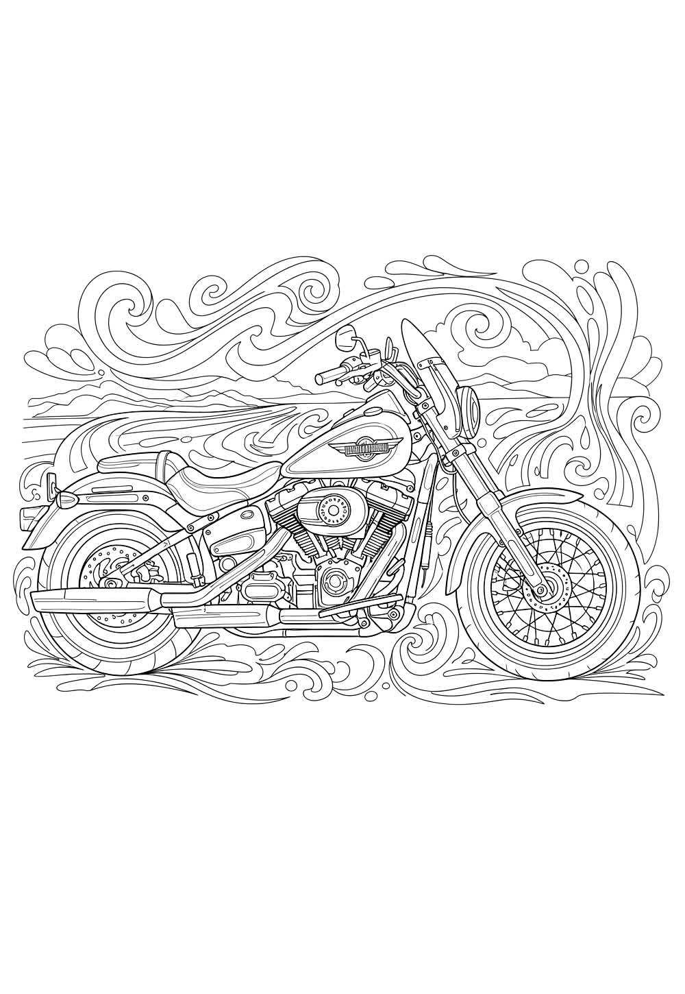 Desenho de Moto para pintar