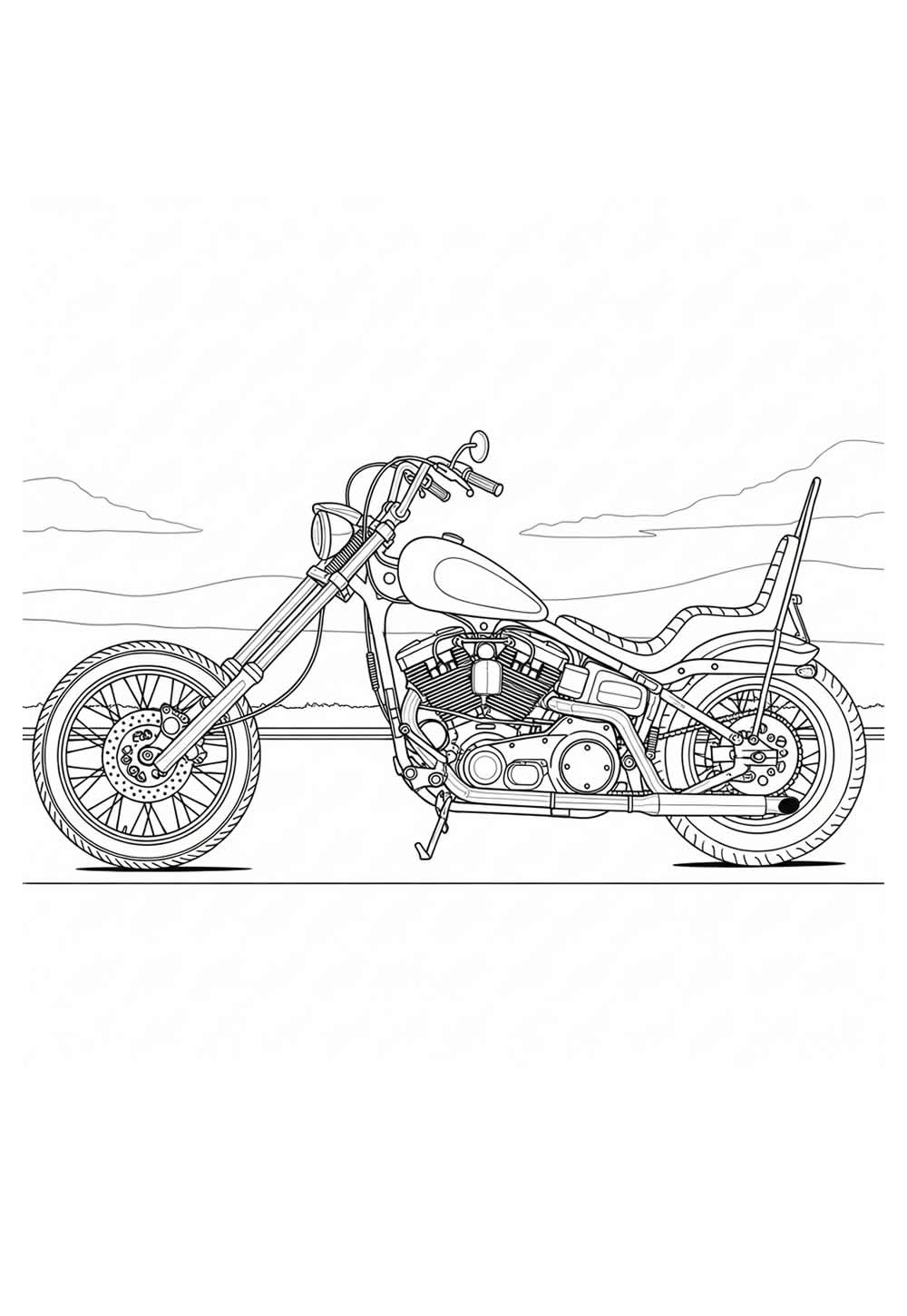 Desenho de Harley-Davidson para pintar e colorir