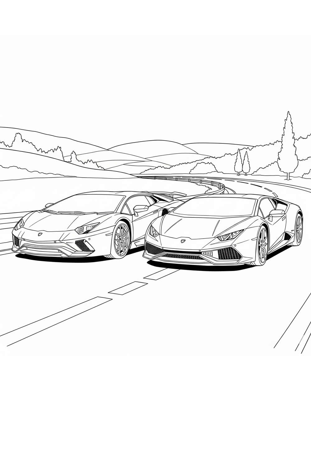 Desenho de Lamborghini na Pista de Corrida para colorir
