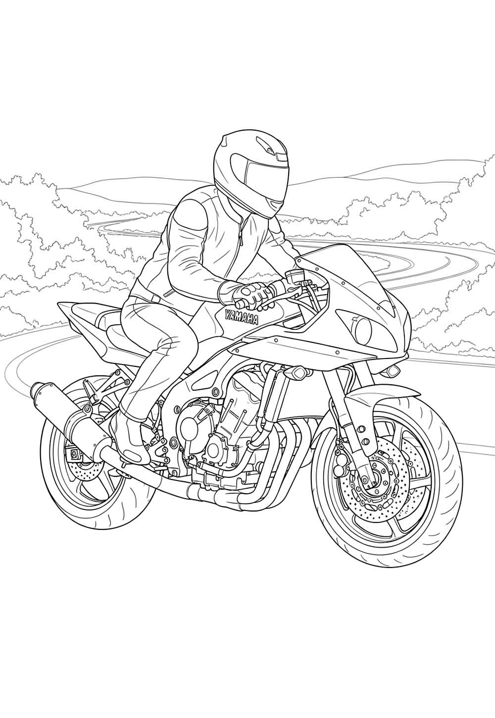 Desenho de Moto para pintar