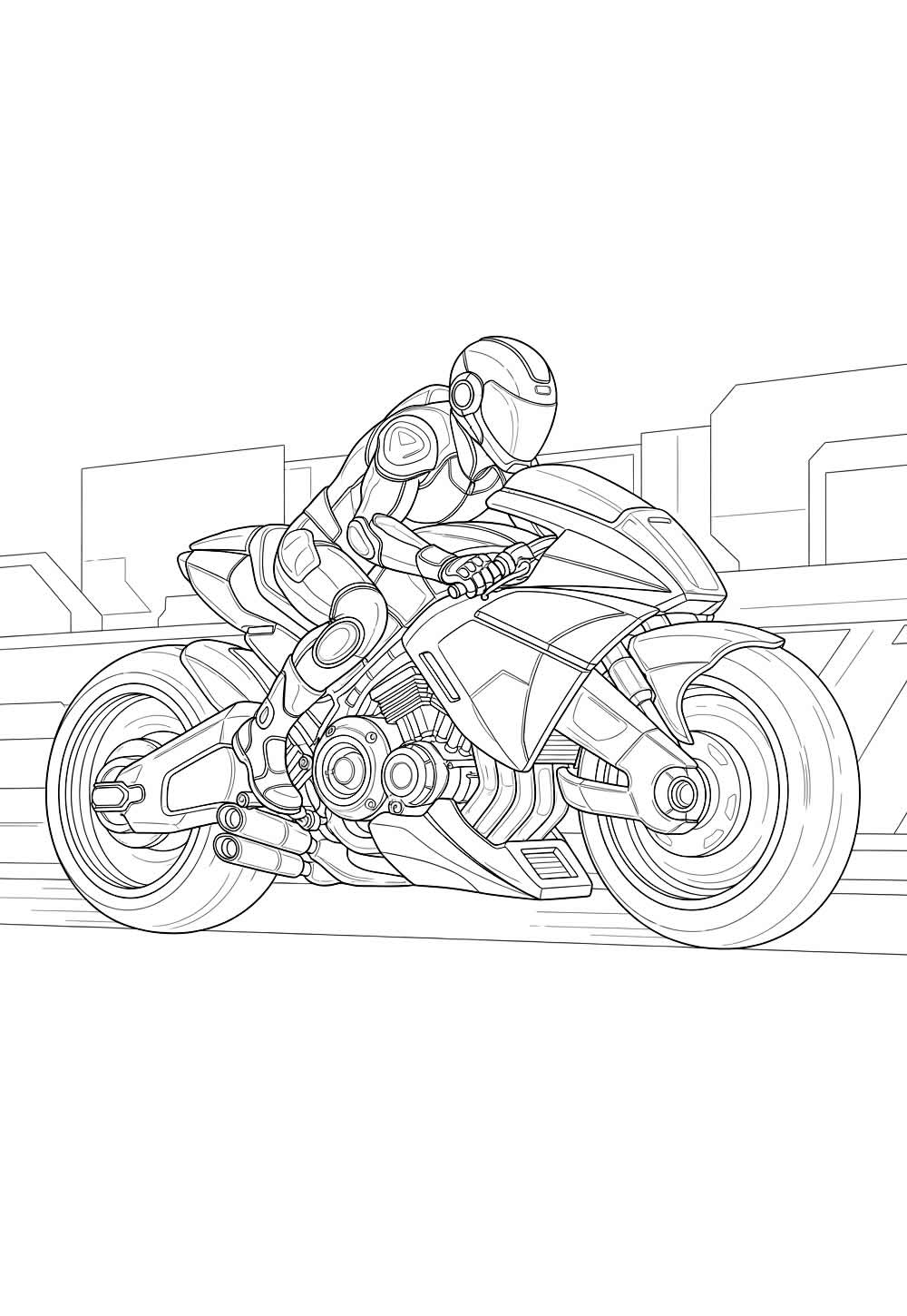 Desenho de Moto Futurista para pintar