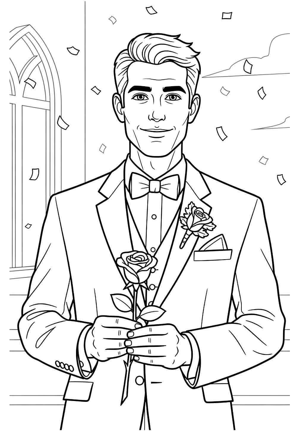 Desenho de Noivo para colorir