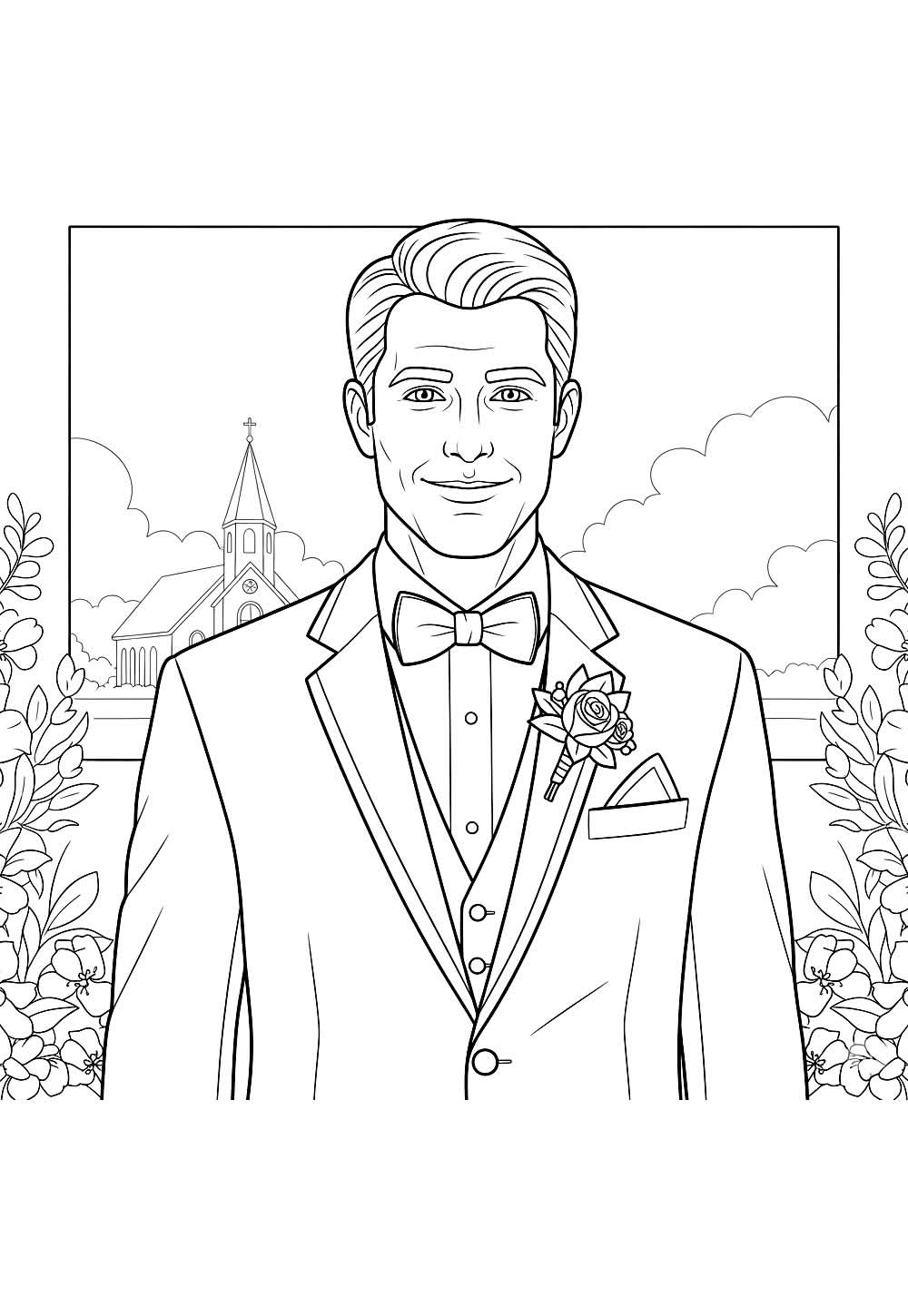 Desenho de Noivo para pintar