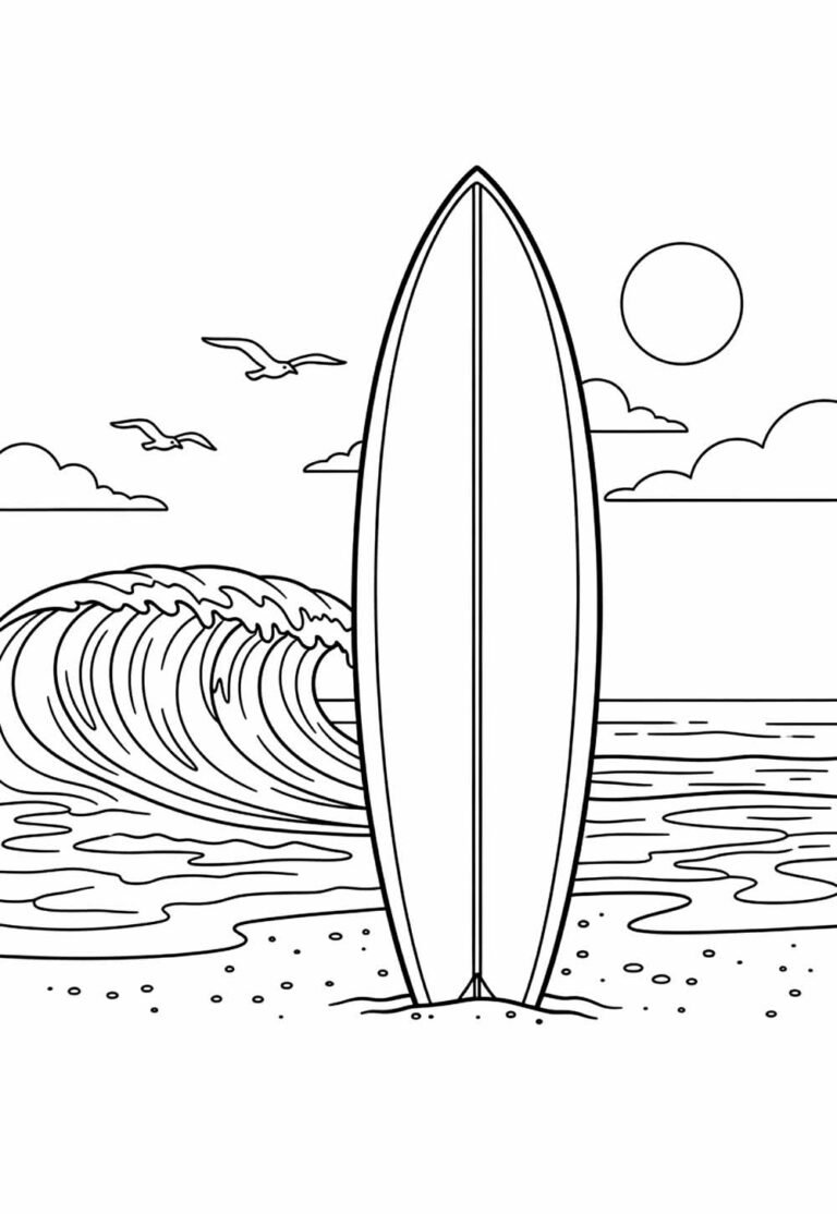Desenhos de Prancha de Surf para Pintar e Colorir - Tudo Para Colorir