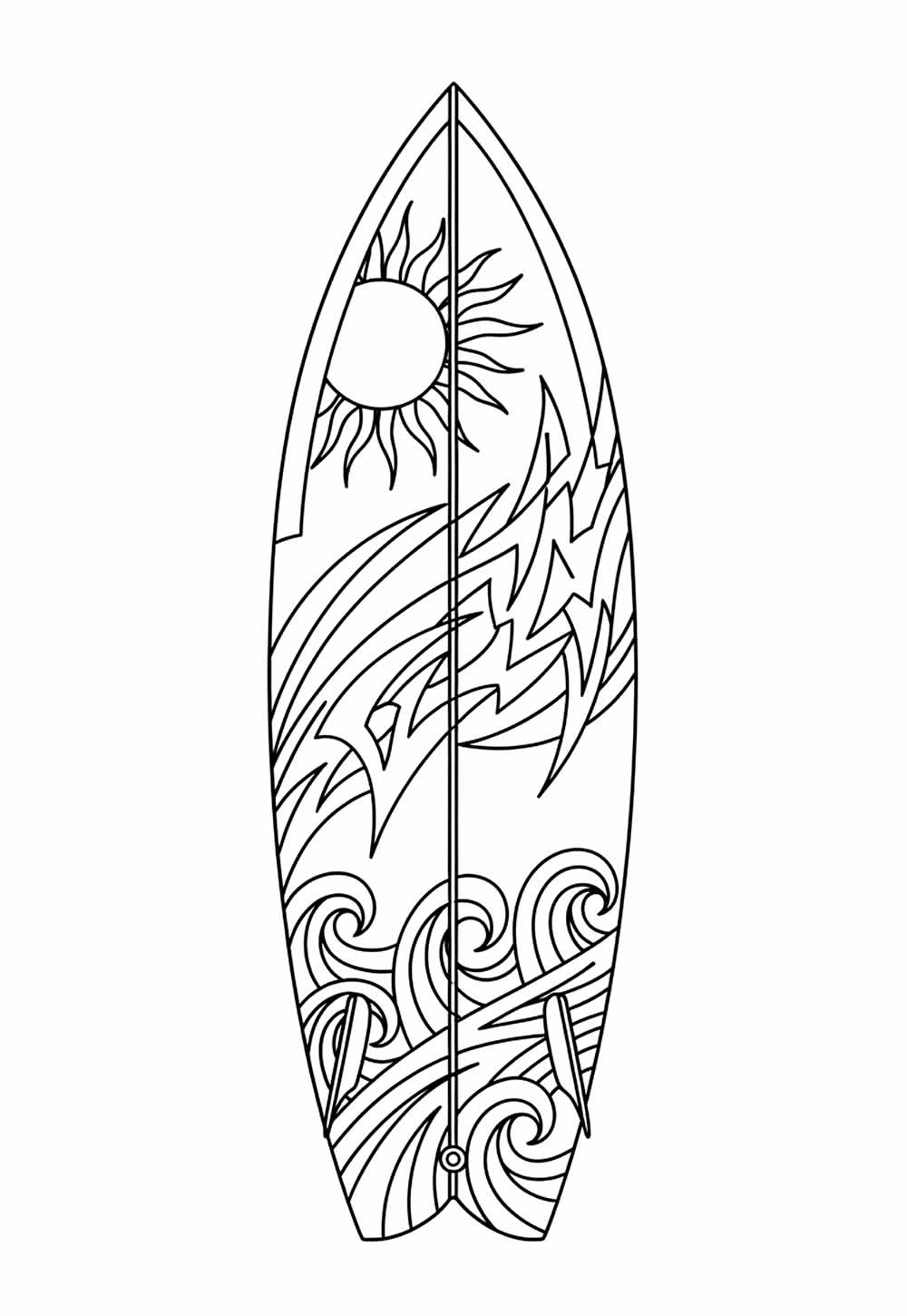 Desenho de Prancha de Surf para colorir