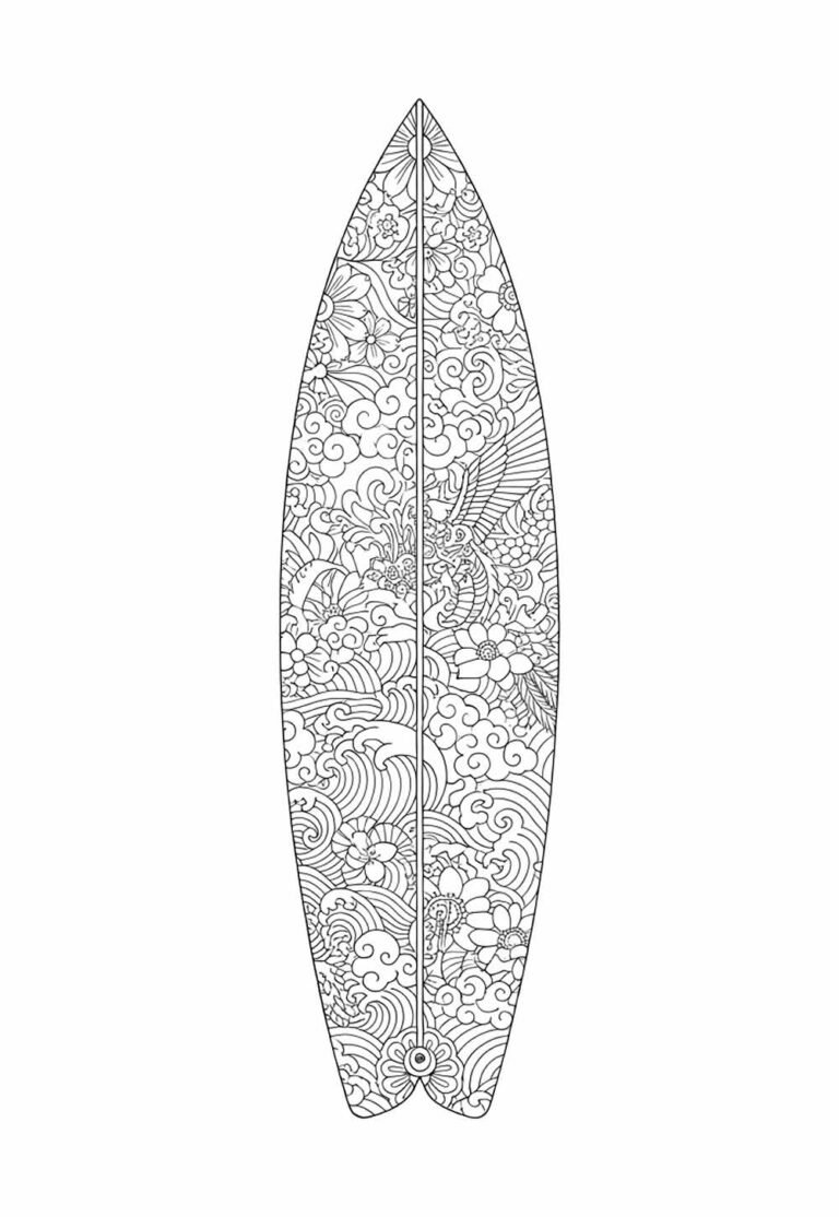 Desenhos de Prancha de Surf para Pintar e Colorir - Tudo Para Colorir