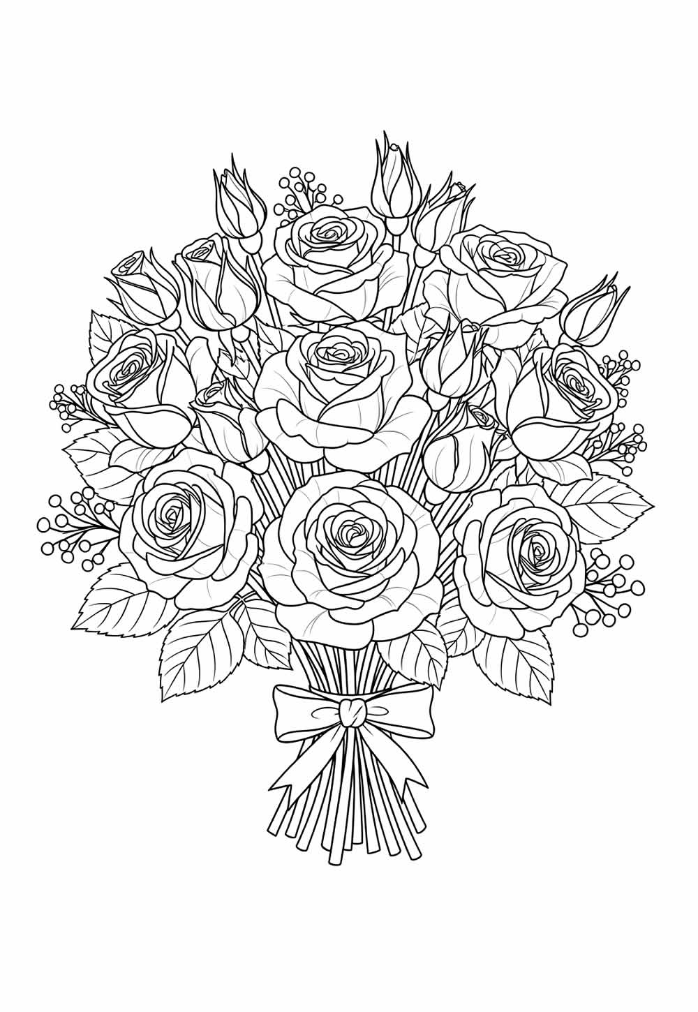 Desenho de Buquê de Rosas