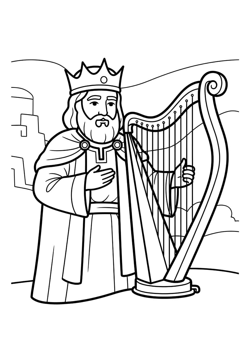 Desenho do Rei Davi para colorir