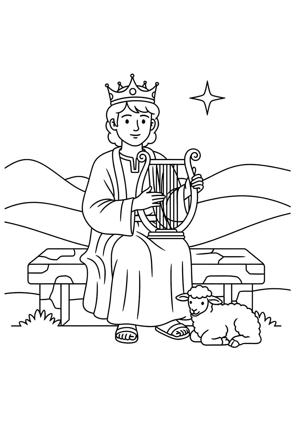 Desenho do Rei Davi para colorir