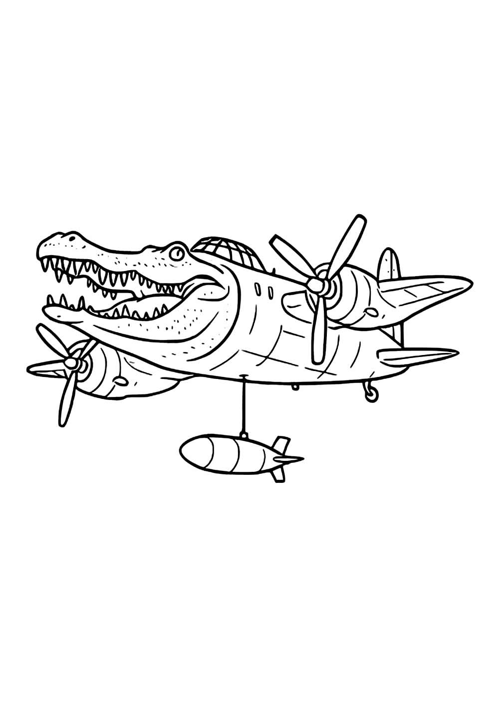 Desenhos de Brainrot para pintar - Avião