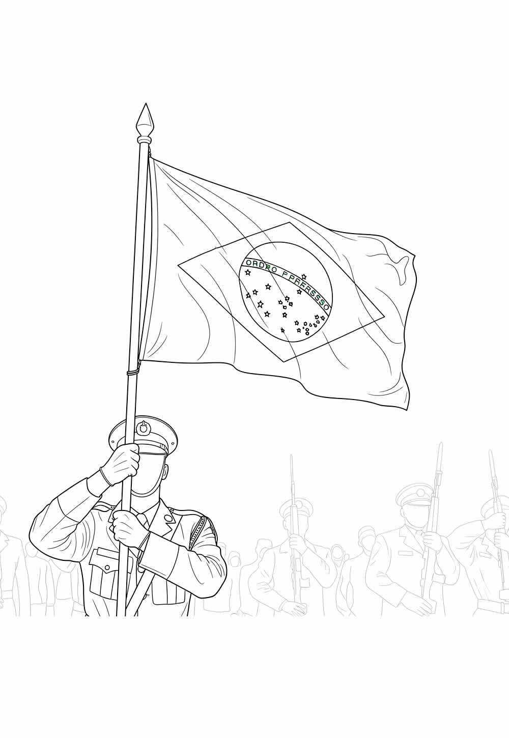 Desenho da Bandeira do Brasil para pintar