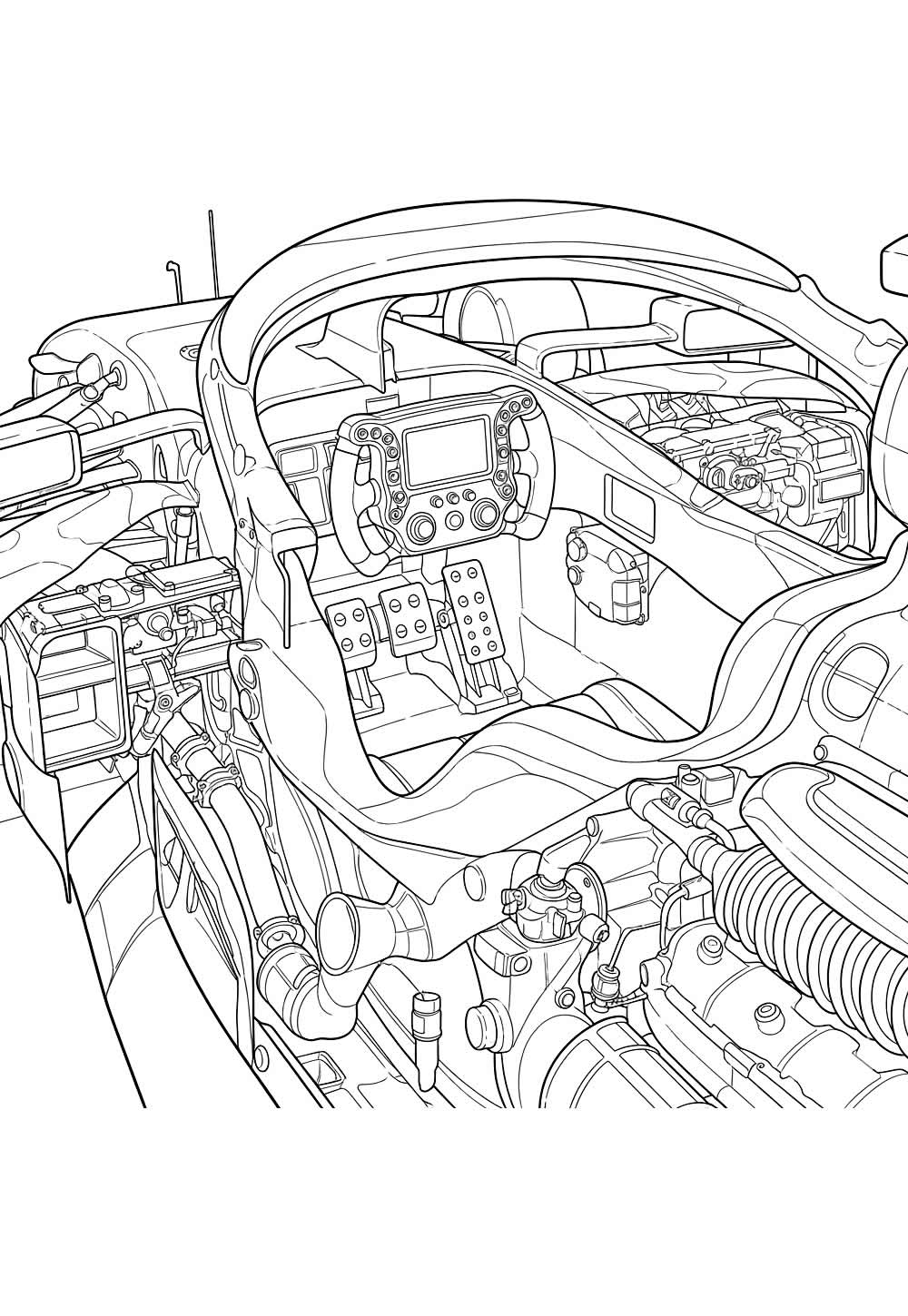 Desenho do Interior de Carro de Corrida