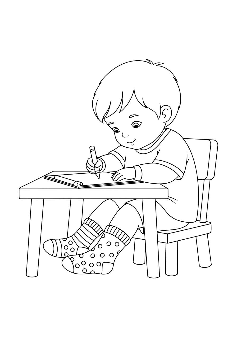 Desenho de Menina com meia para pintar