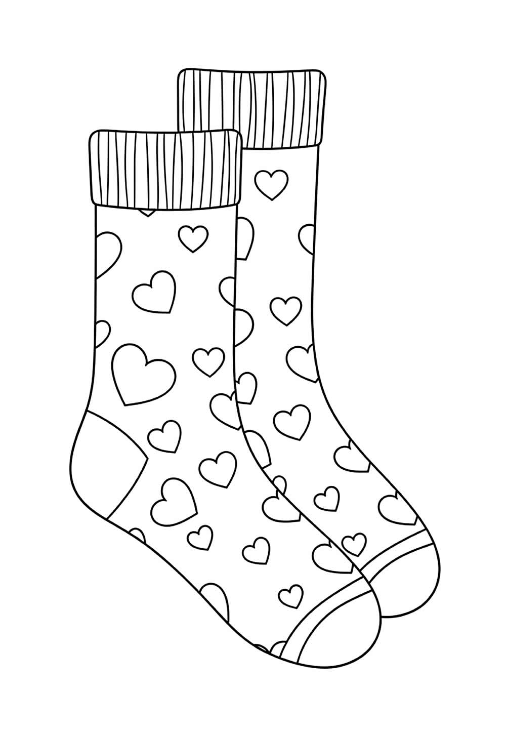 Desenho de Meias com Corações para pintar
