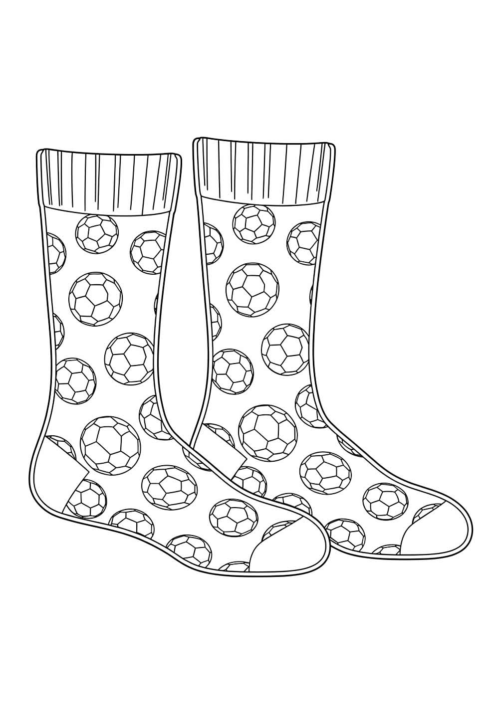 Desenho de Meias com Bolas de Futebol para pintar