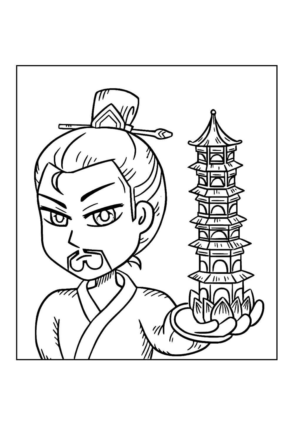 Desenho de Ne Zha para pintar