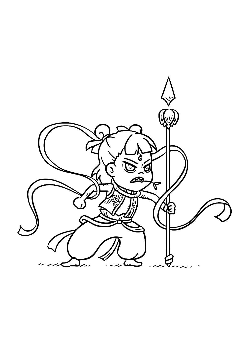 Desenho de Ne Zha para pintar