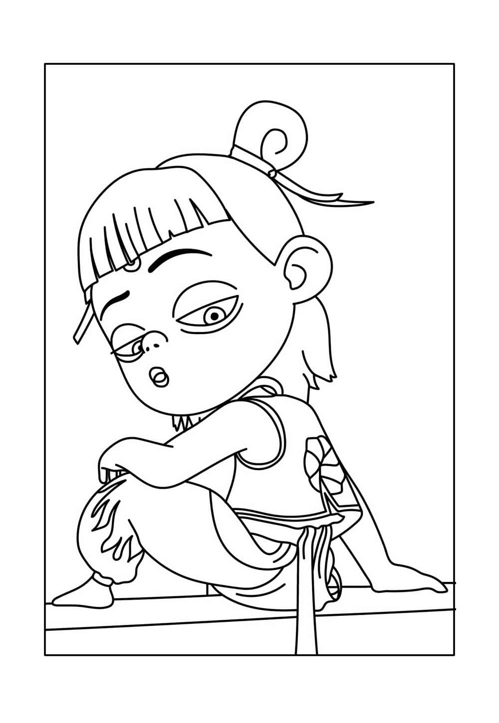 Desenho de Ne Zha para colorir