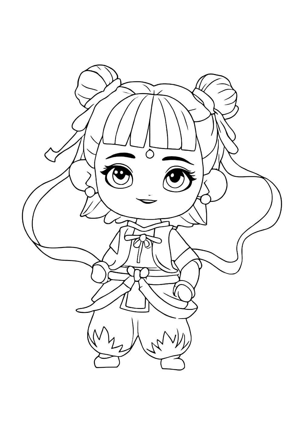 Desenho de Ne Zha para colorir