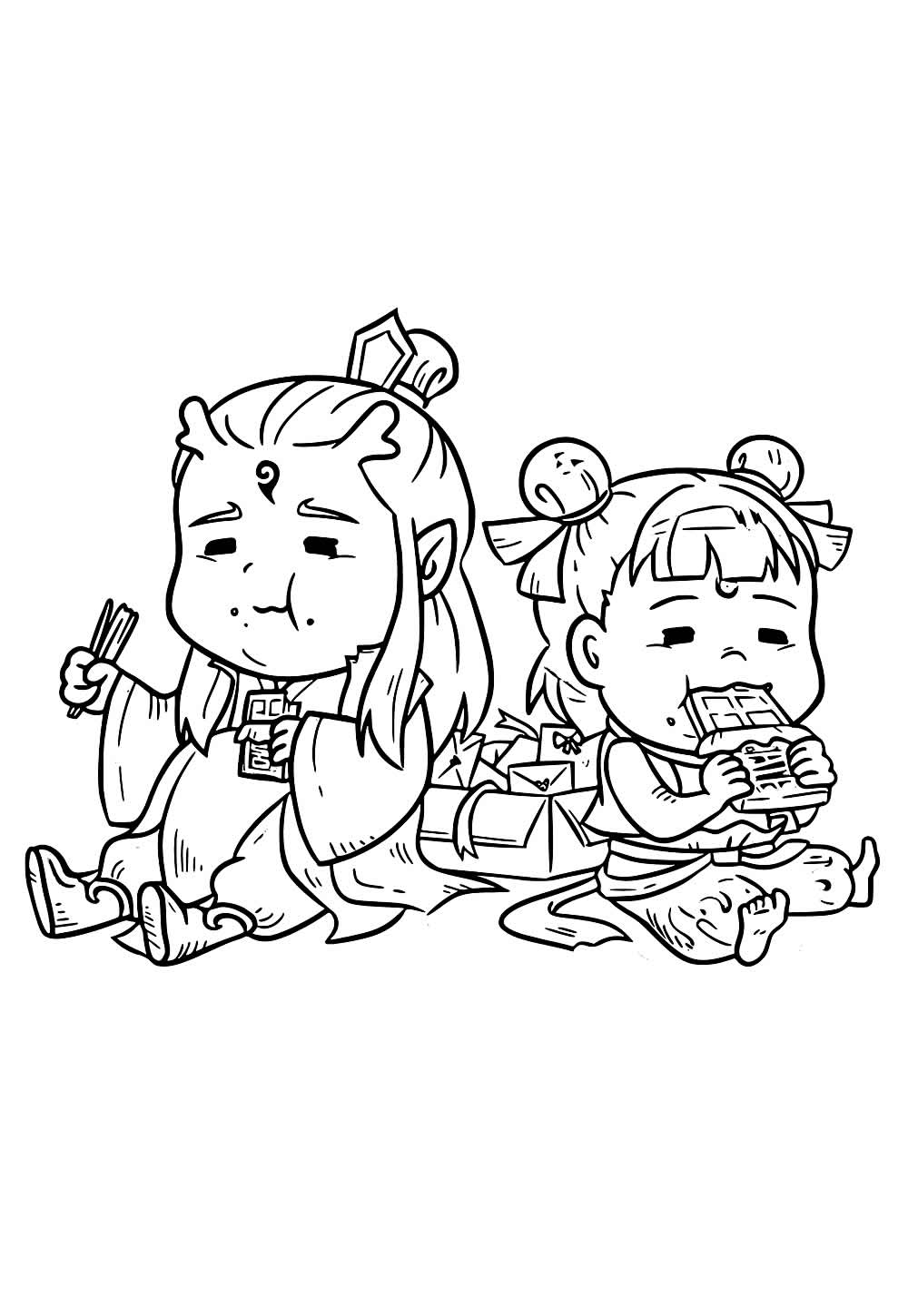 Desenho de Ne Zha para colorir