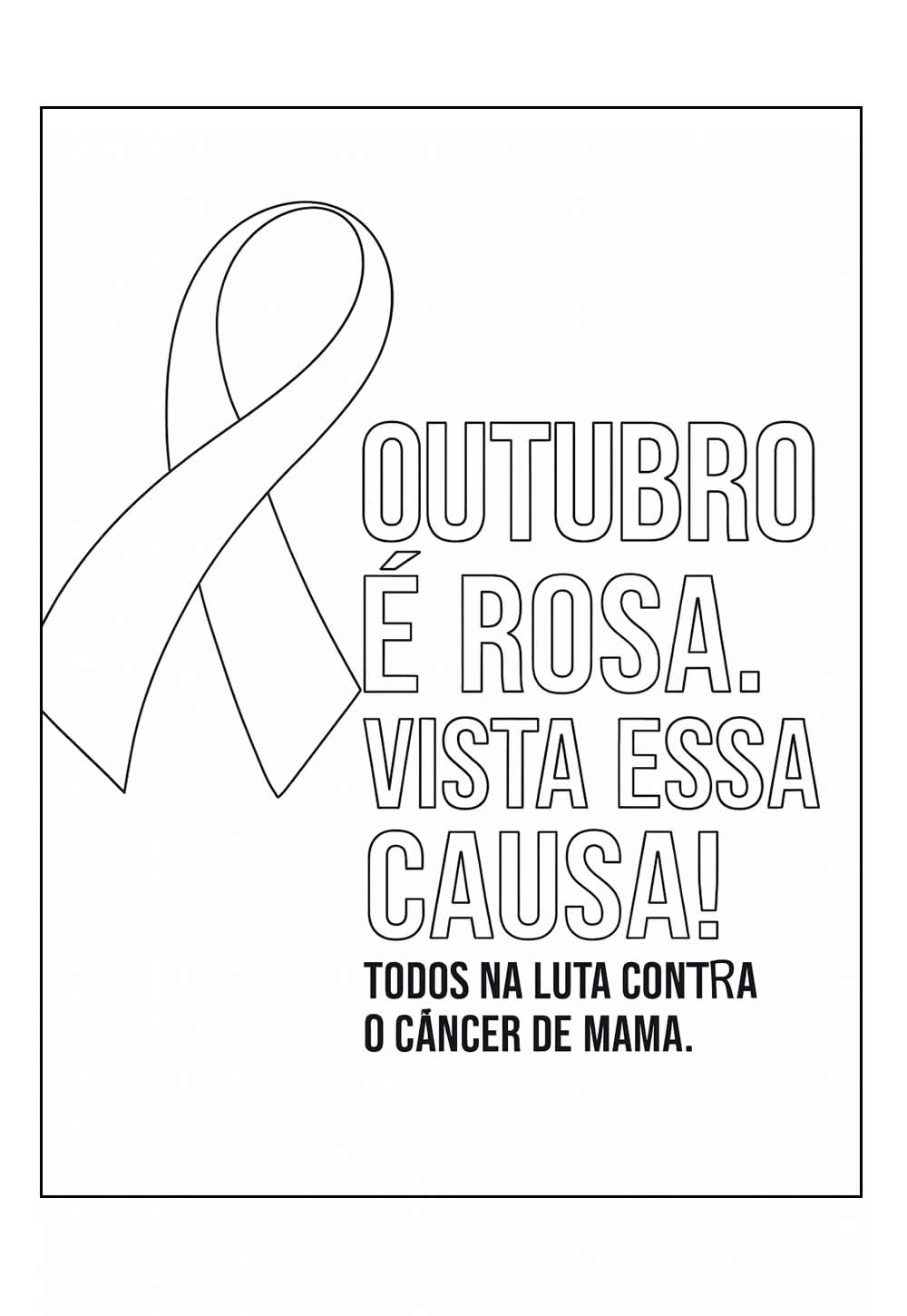 Outubro Rosa para colorir e pintar - Desenhos