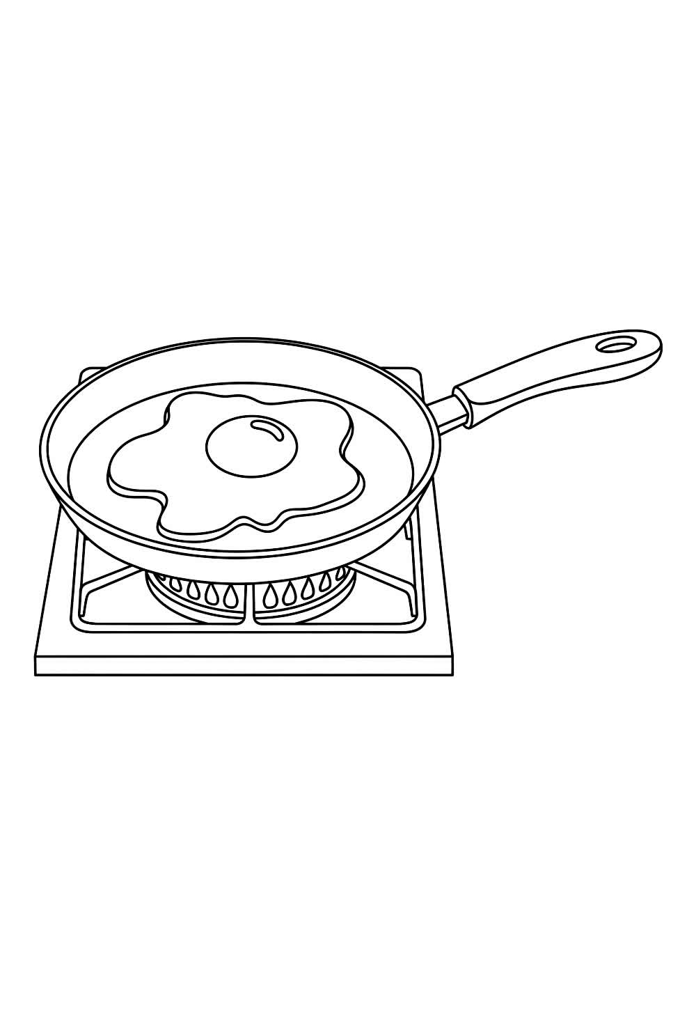 Desenho de Ovo Frito na Frigideira para imprimir
