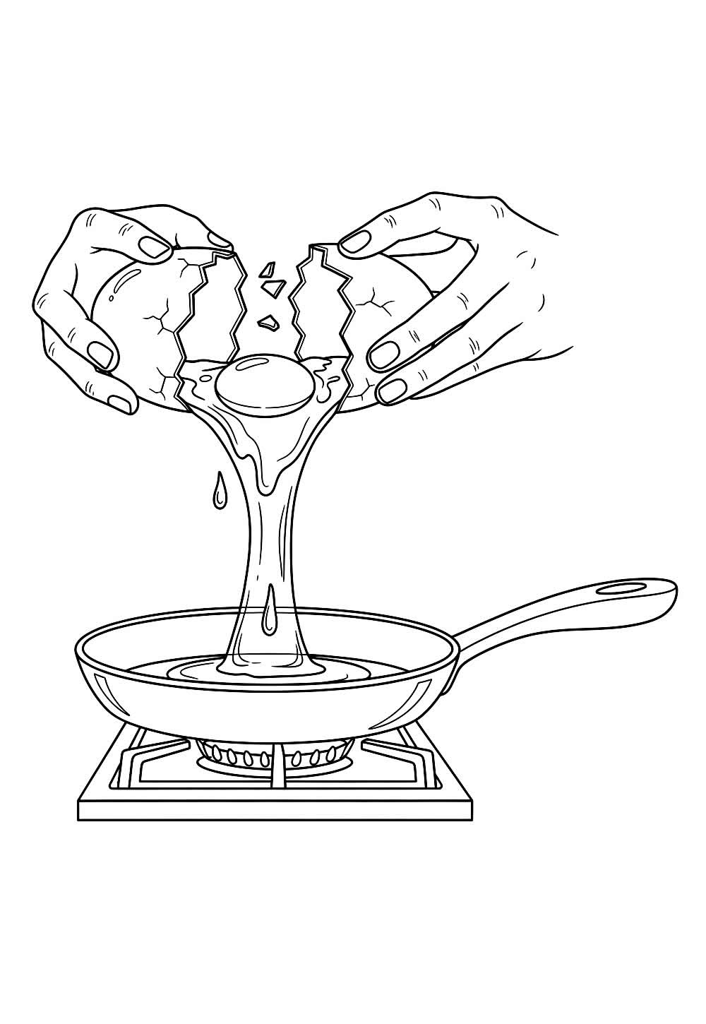 Desenho de Ovo Frito na Frigideira para colorir