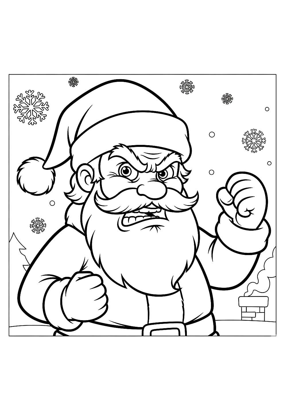 Papai Noel com Raiva para colorir