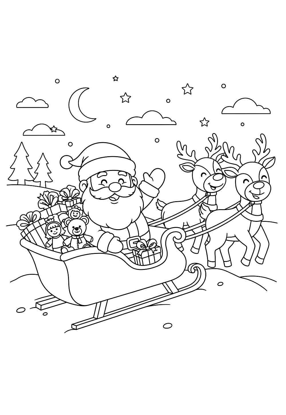 Desenho de Papai Noel para pintar