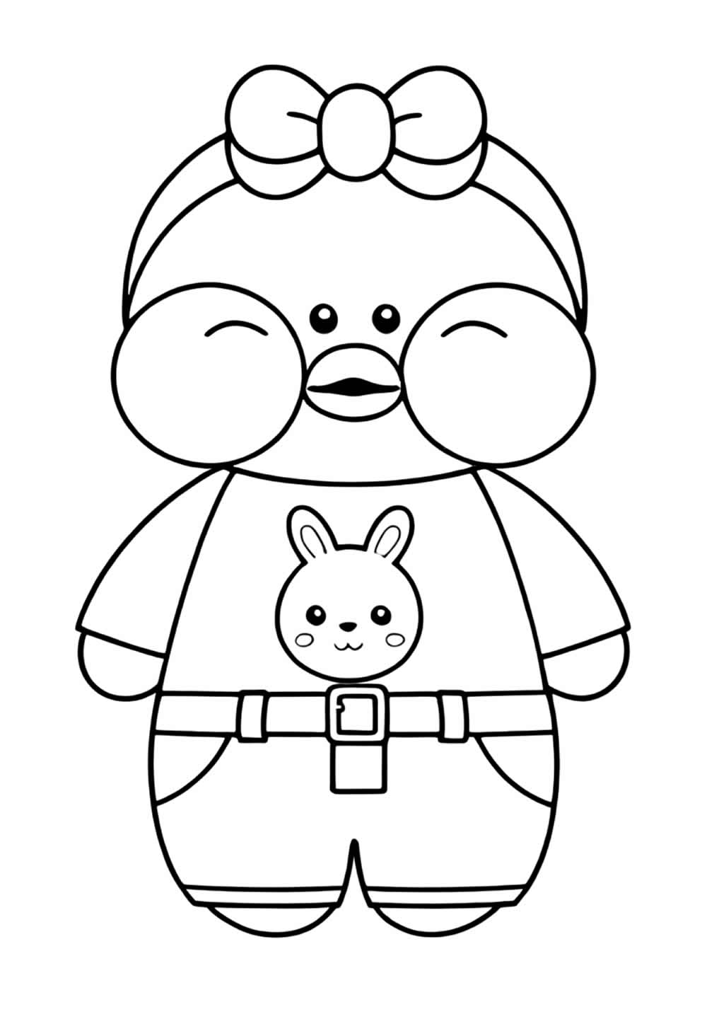 Desenho de Paper Duck para pintar com coelhinho
