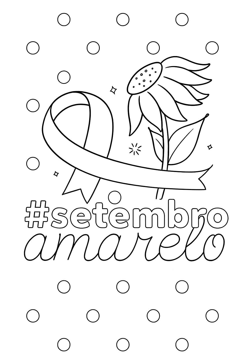 Desenho do Setembro Amarelo - Girassol e Laço