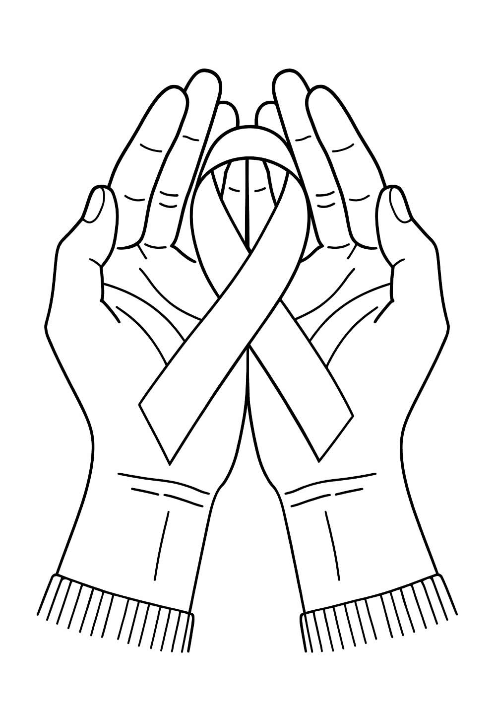 Desenho do Setembro Amarelo - Laço e Mãos