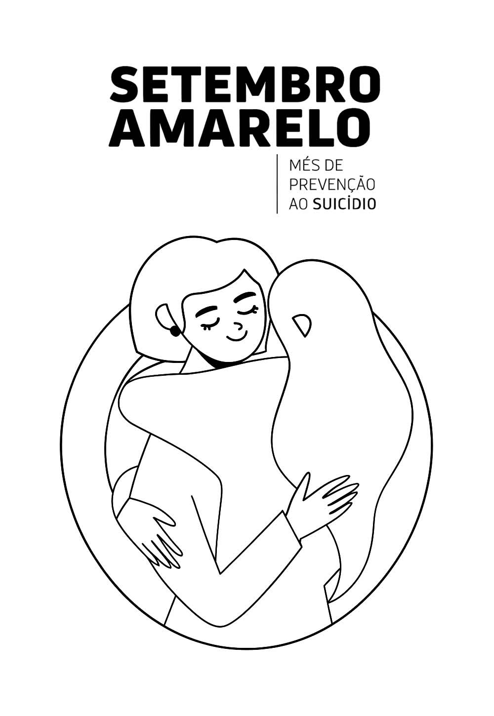 Desenho do Setembro Amarelo para colorir