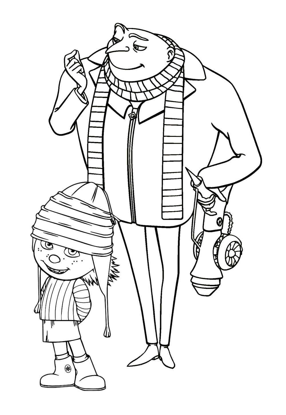 Desenho de Gru e as Meninas para colorir