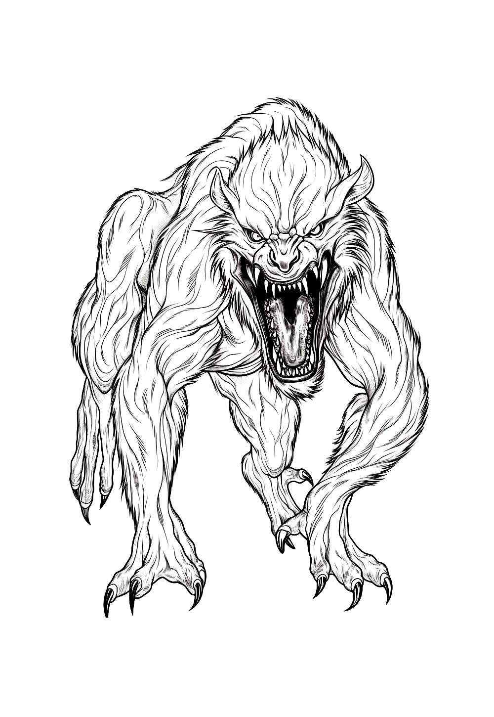 Desenho de Lobisomem - Monstro Assustador