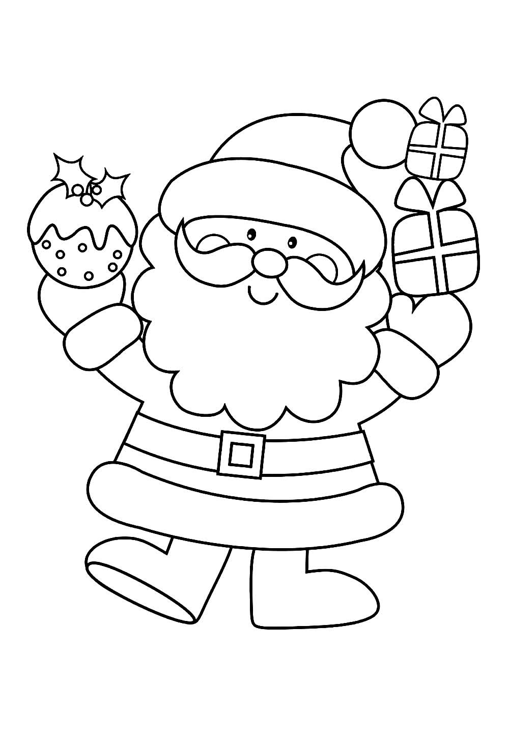 Desenho Natal Fácil Colorir - Papai Noel