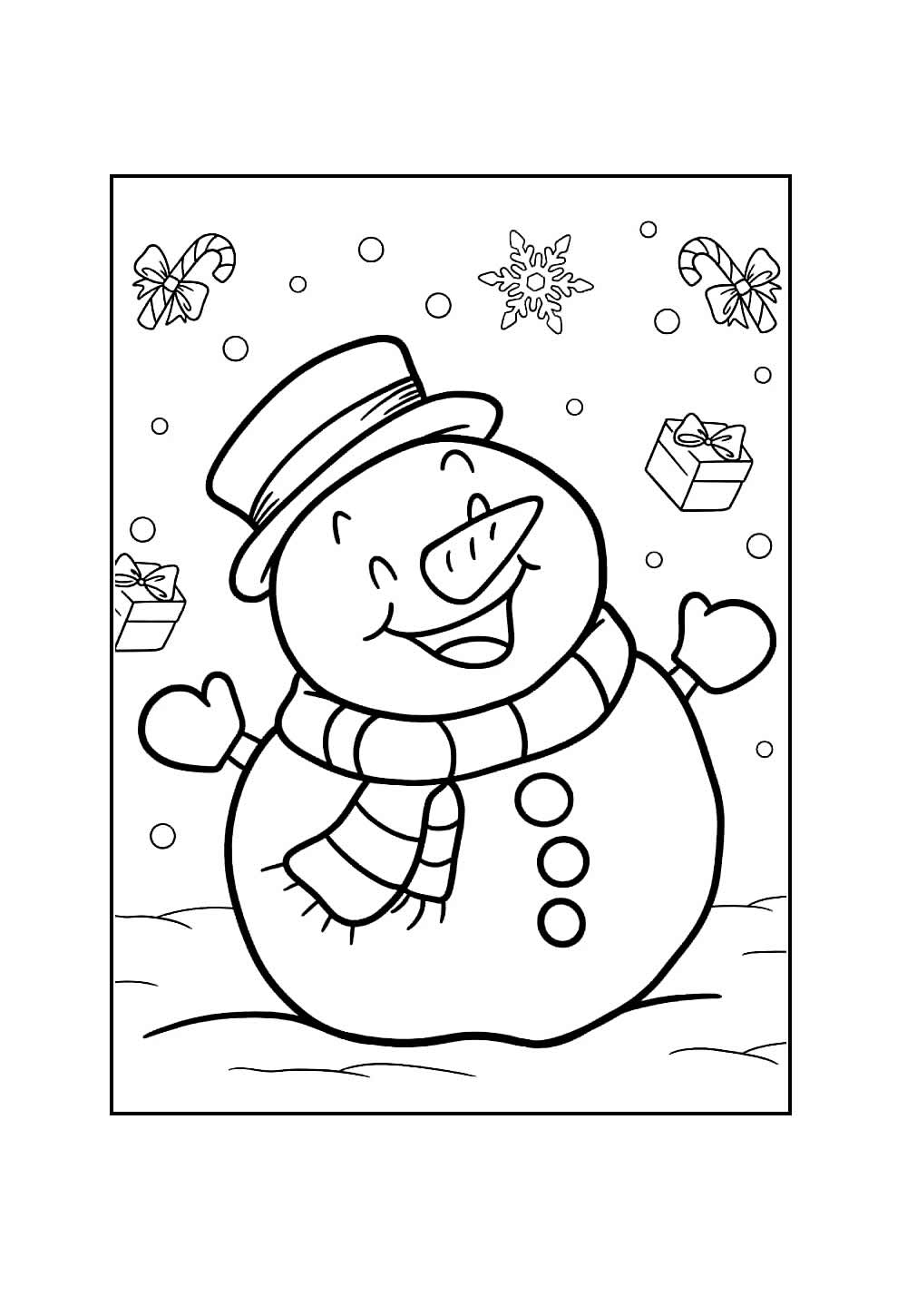 Desenho de Boneco de Neve Sorrindo para colorir