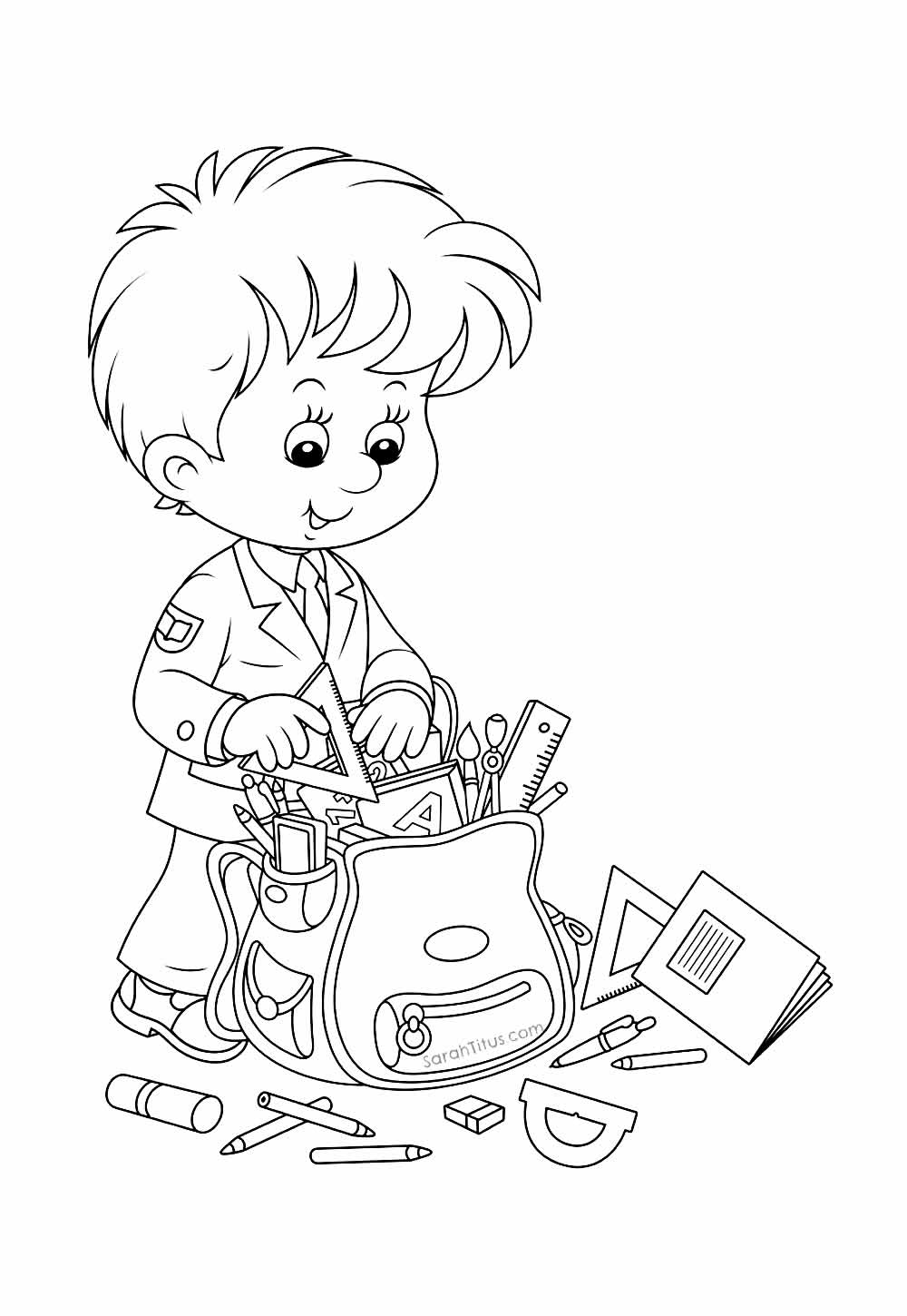 Desenho de Criança Estudando para colorir