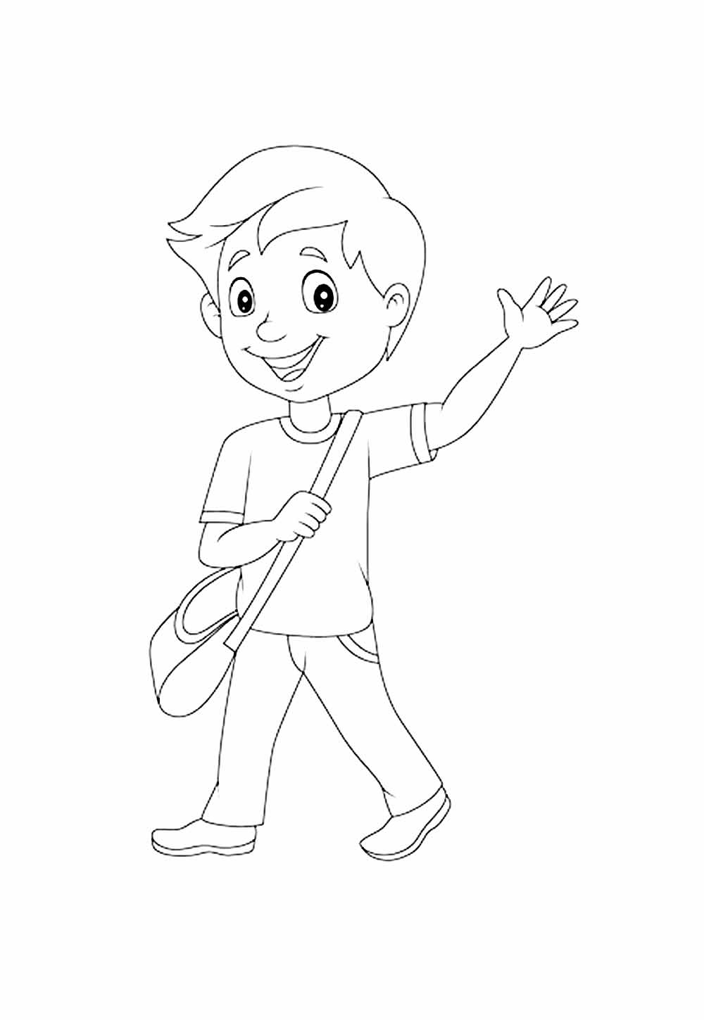 Desenho de Menino Estudante para colorir