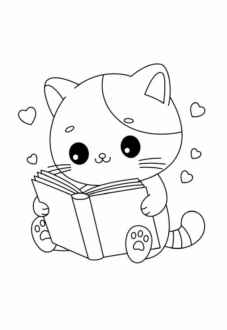 Desenhos de Gato Kawaii para Colorir - Tudo Para Colorir