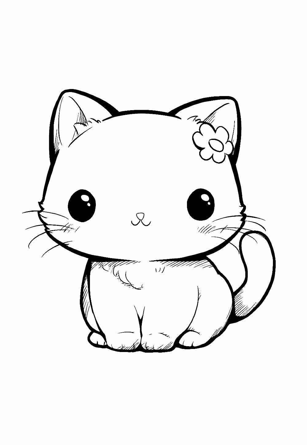 Desenho de Gato Kawaii para colorir