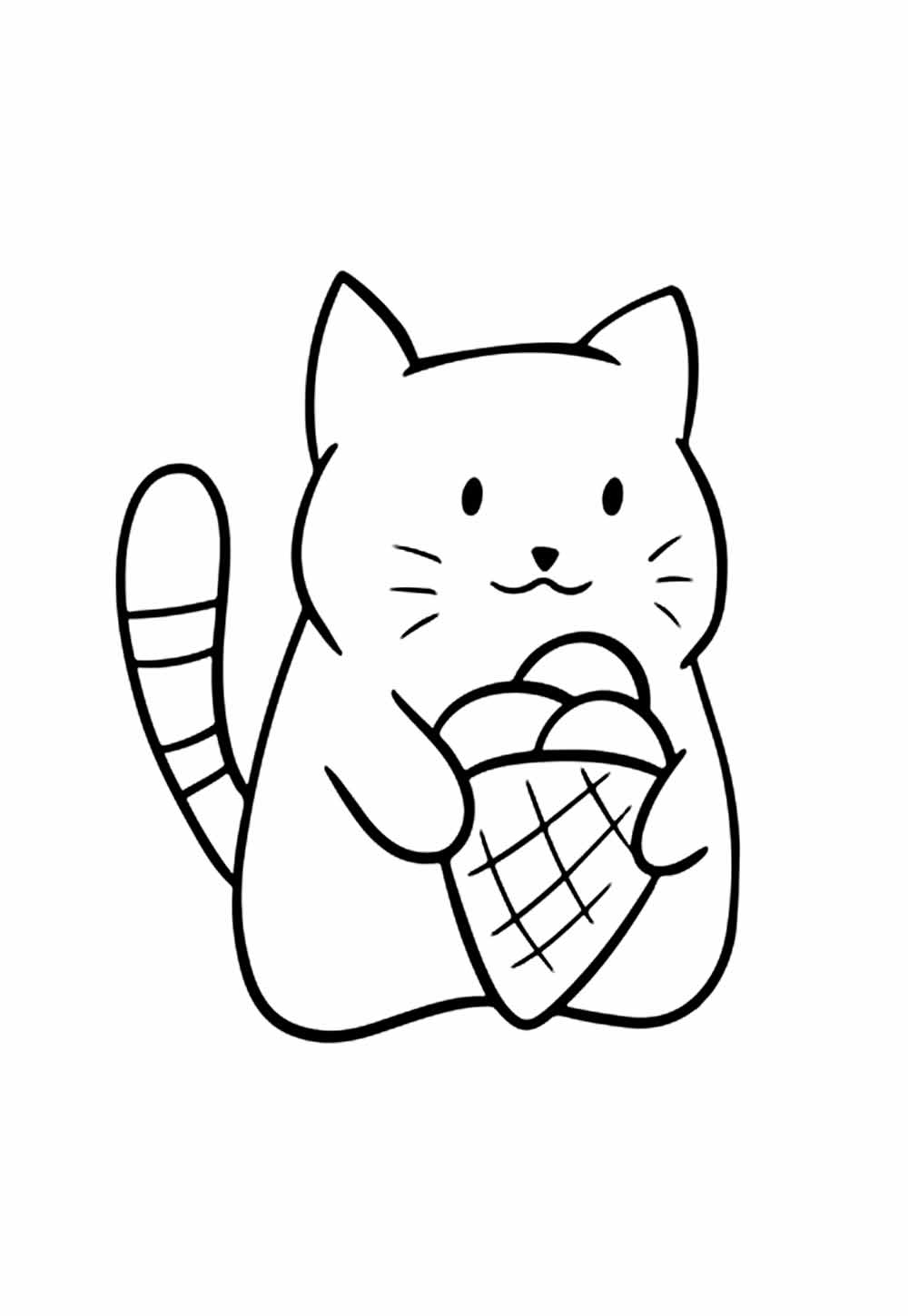Desenho de Gato Kawaii para pintar
